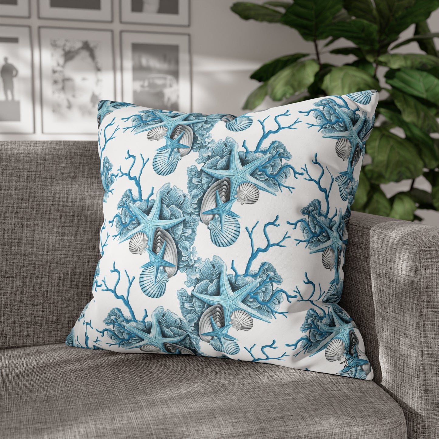 Blue Coral Canvas Pillowcase