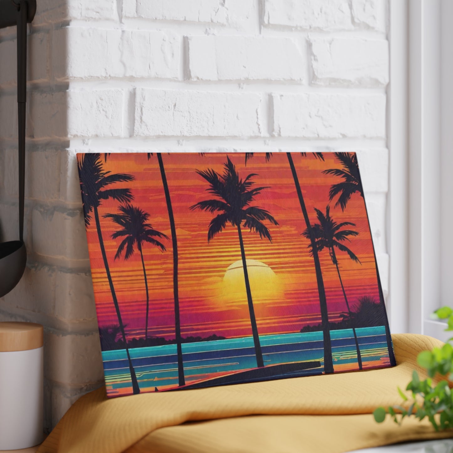 Tropical Sunset Glass Cutting Board