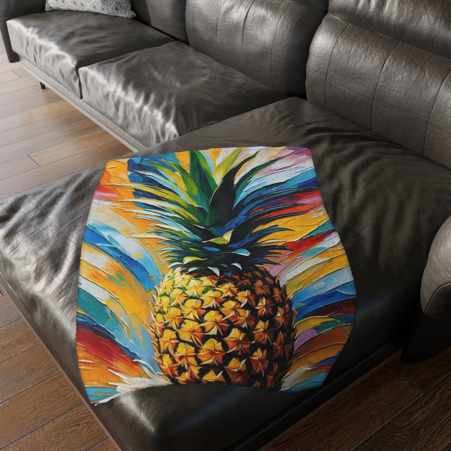 Pineapple Velveteen Minky Blanket (Two-sided print)