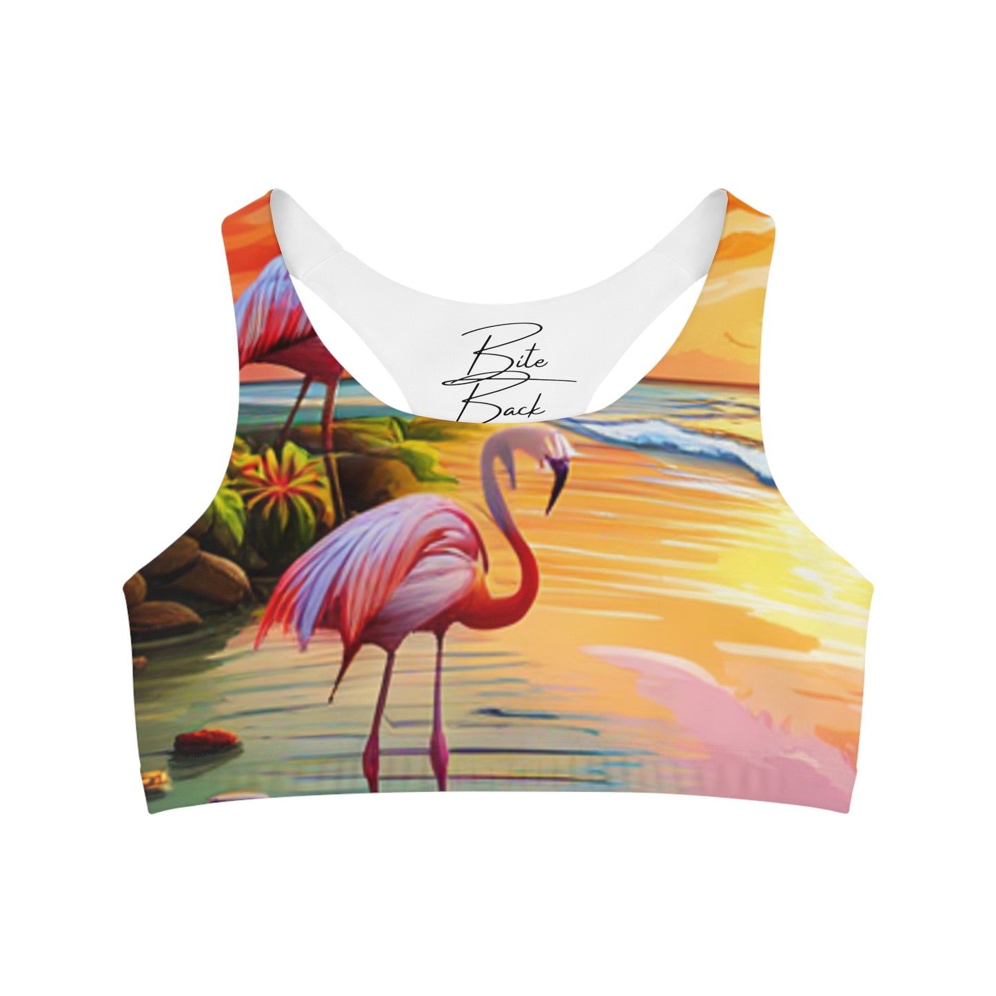 Flamingos at Dawn Seamless Sports Bra