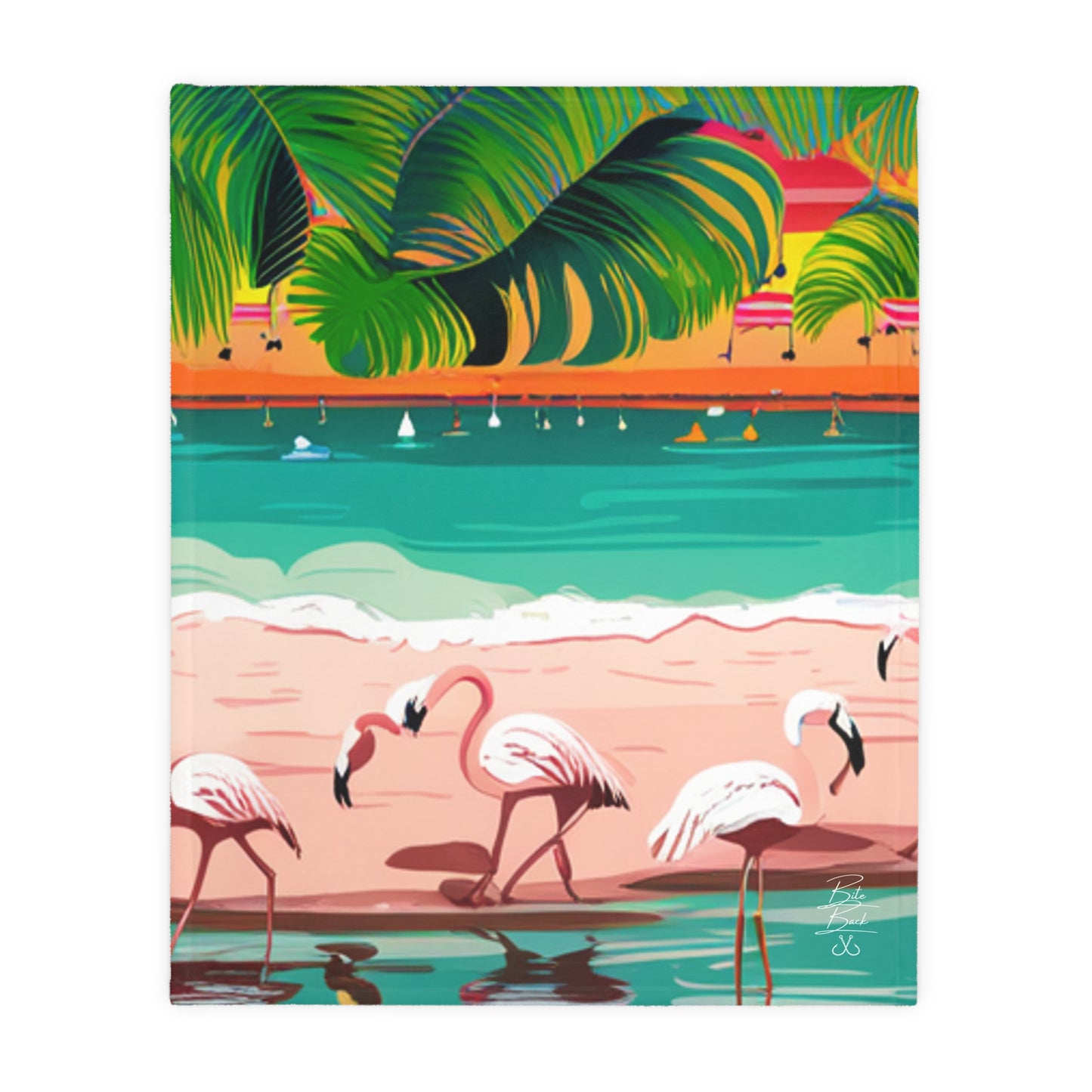 Flamingos Velveteen Minky Blanket (Two-sided print)