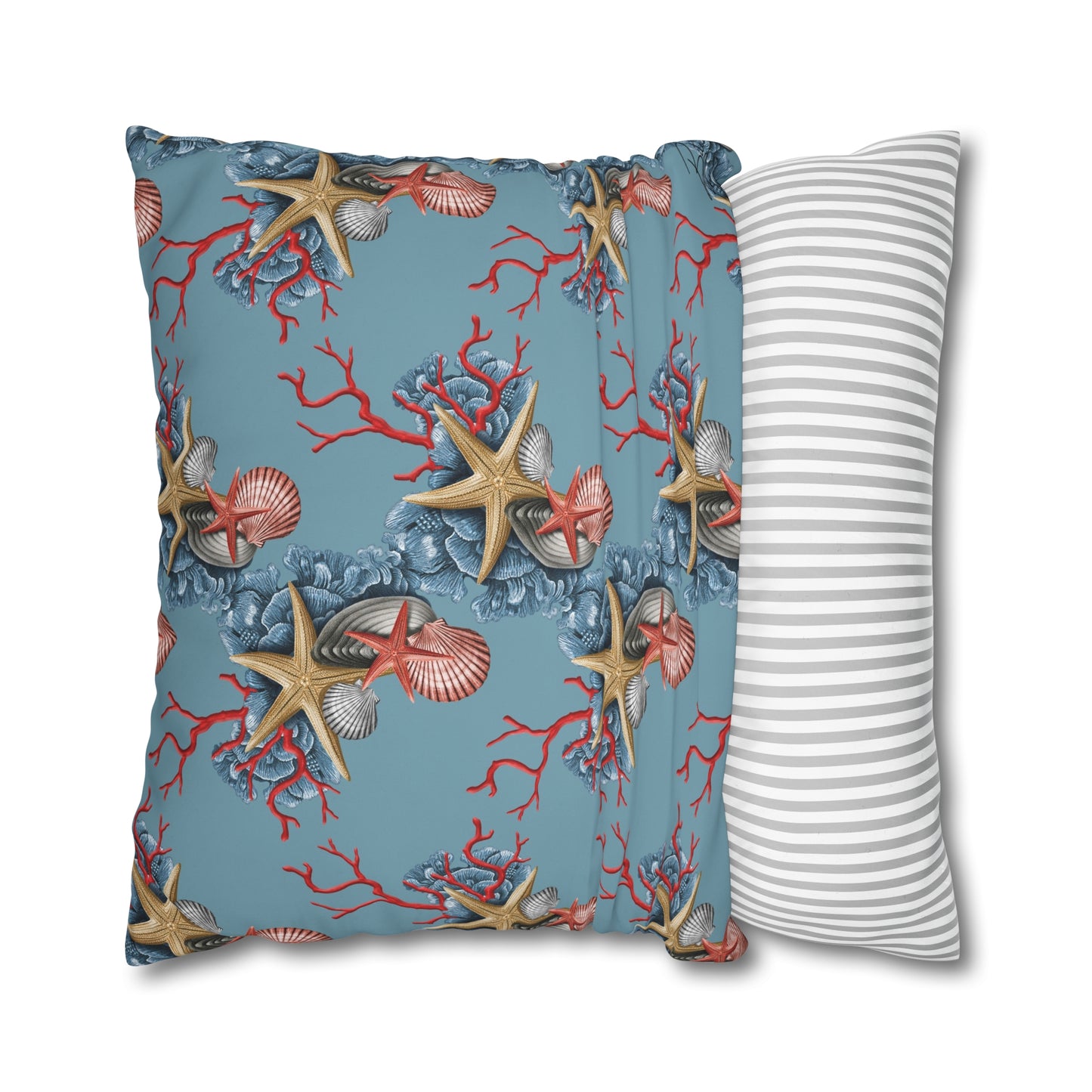 Coral, Starfish and Shells Canvas Pillowcase