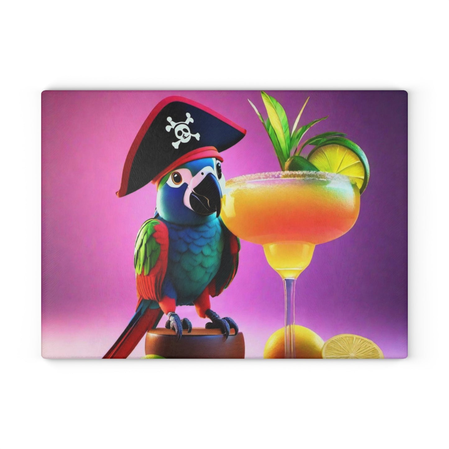 Pirate Parrot Glass Cutting Board