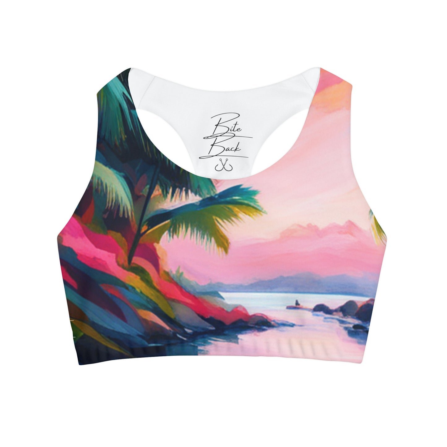 Palm Tree Pink Girls' Swimsuit/Sports Bra