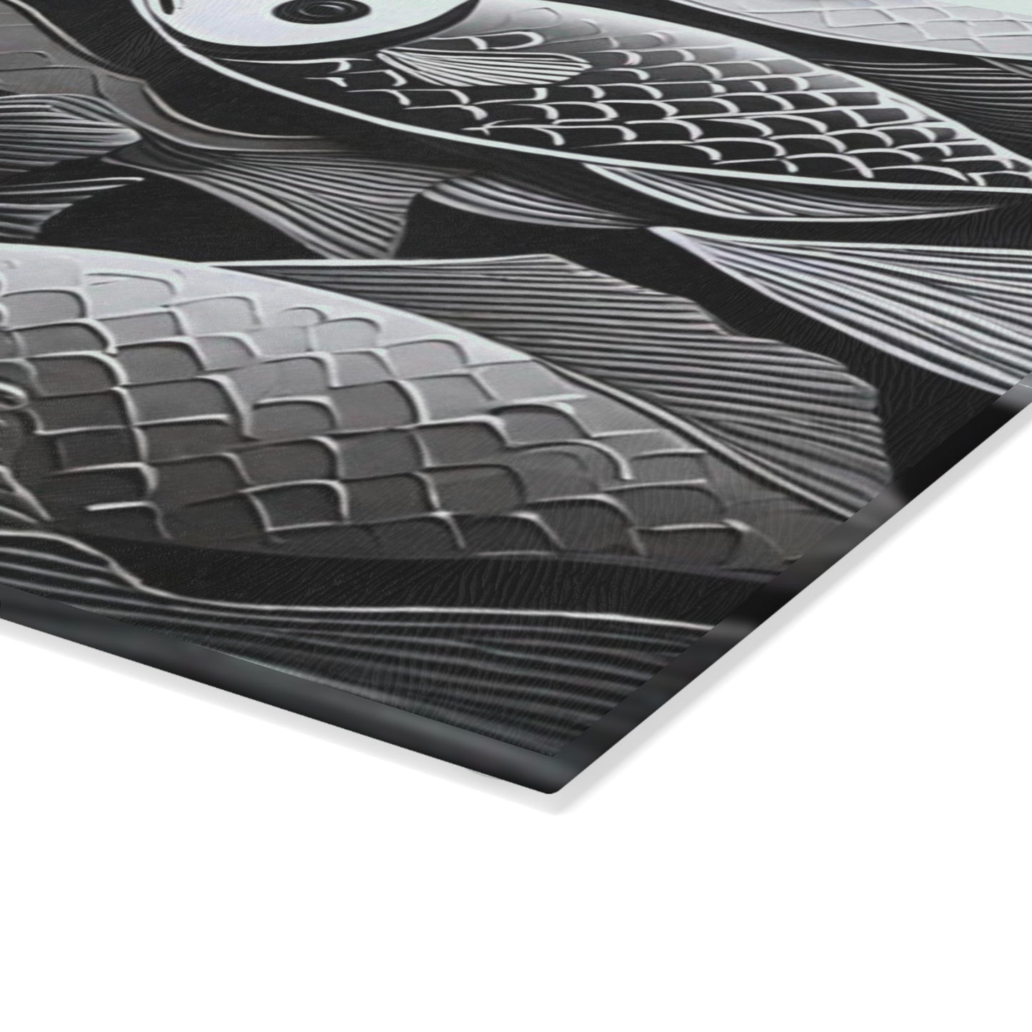 Black & White Fish Glass Cutting Board