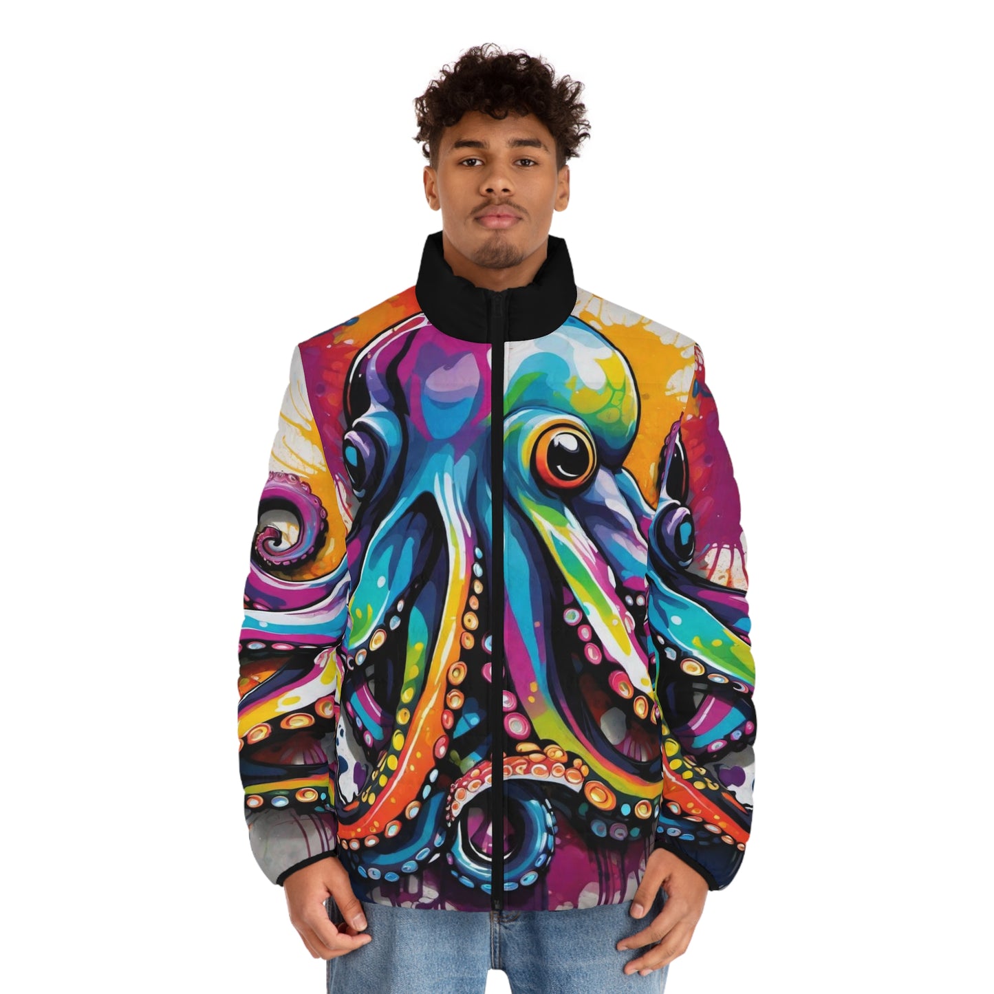 Octopus Graffiti Men's Puffer Jacket