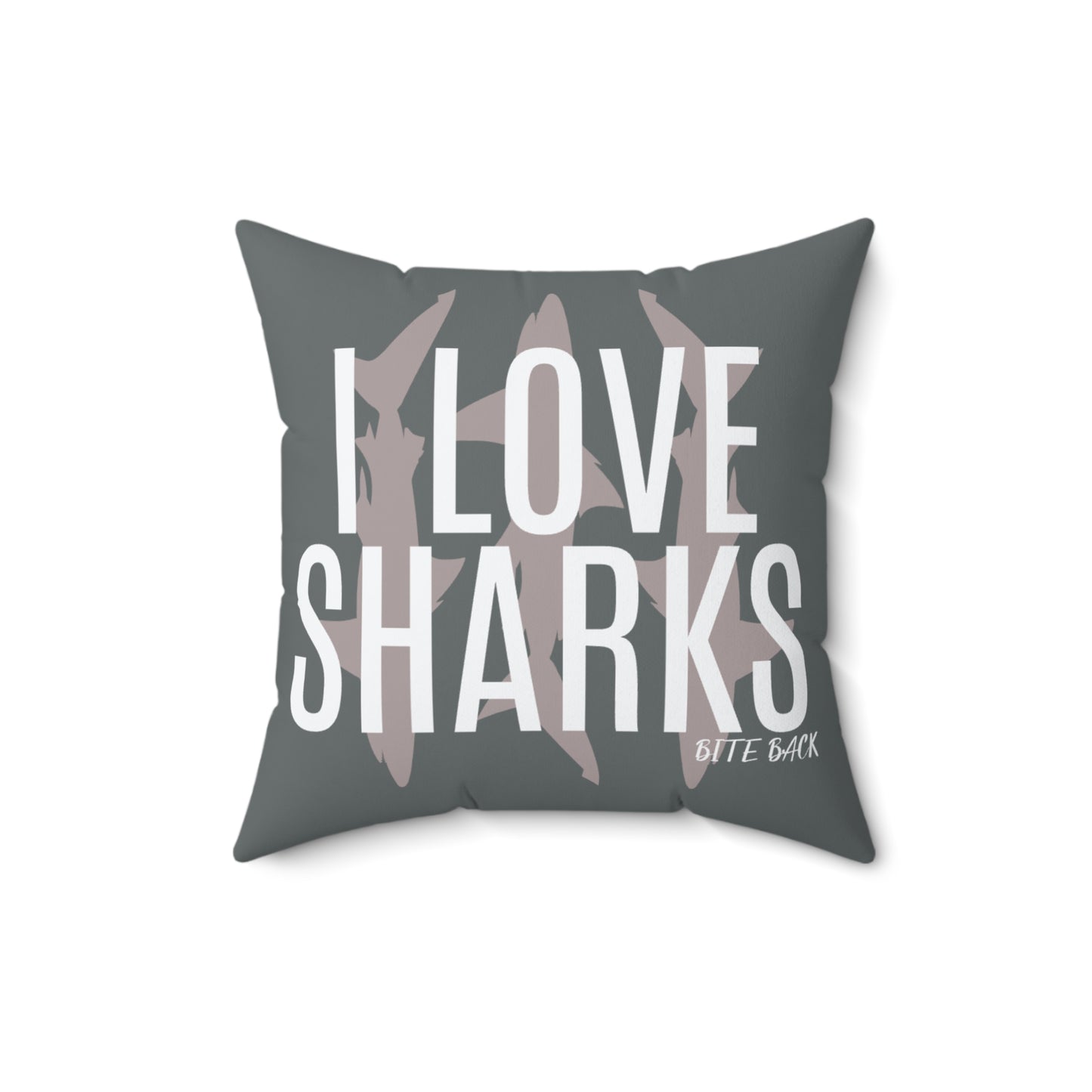 I Love Sharks Square Pillow