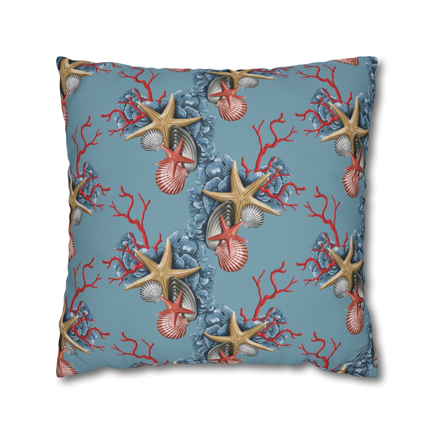 Coral, Starfish and Shells Canvas Pillowcase