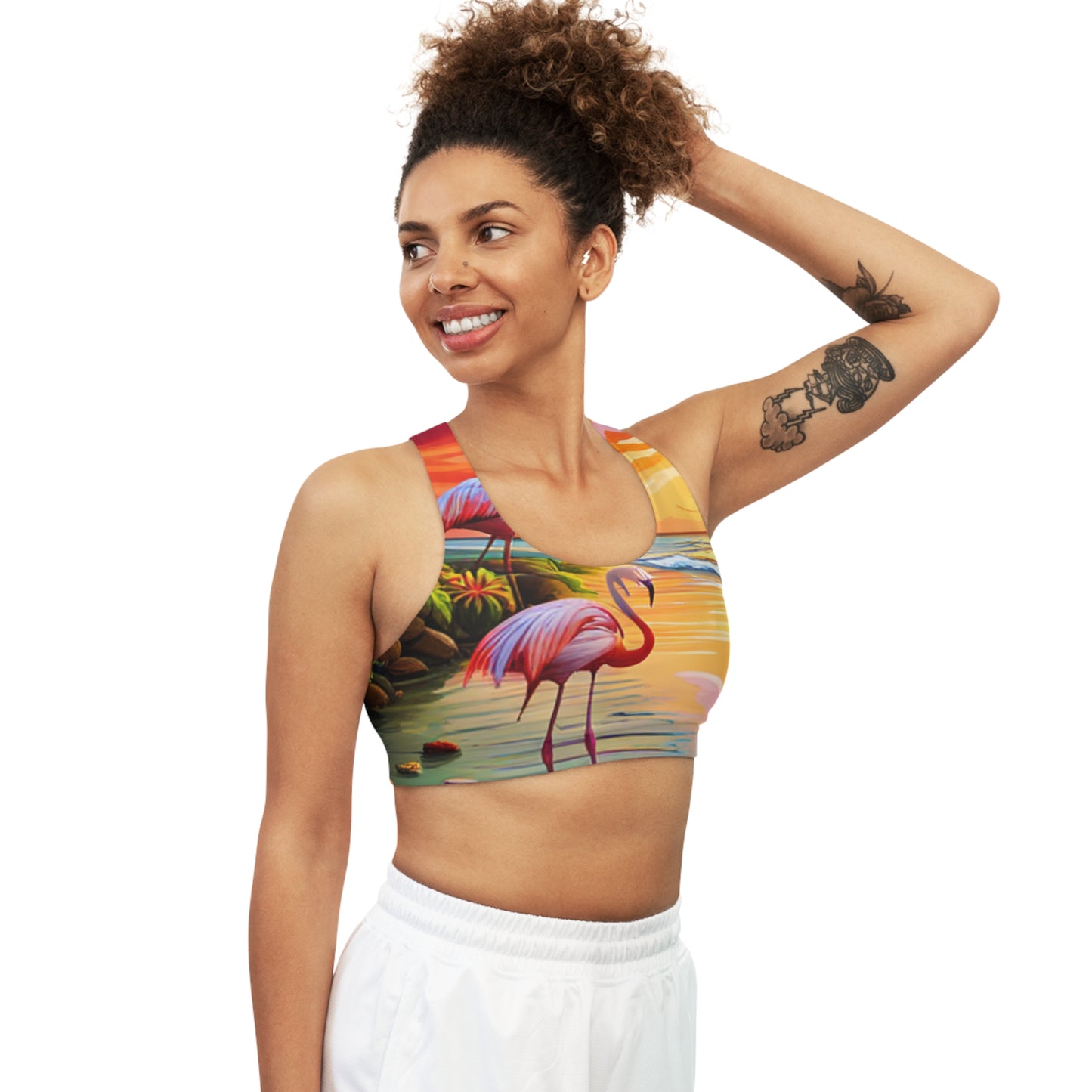 Flamingos at Dawn Seamless Sports Bra
