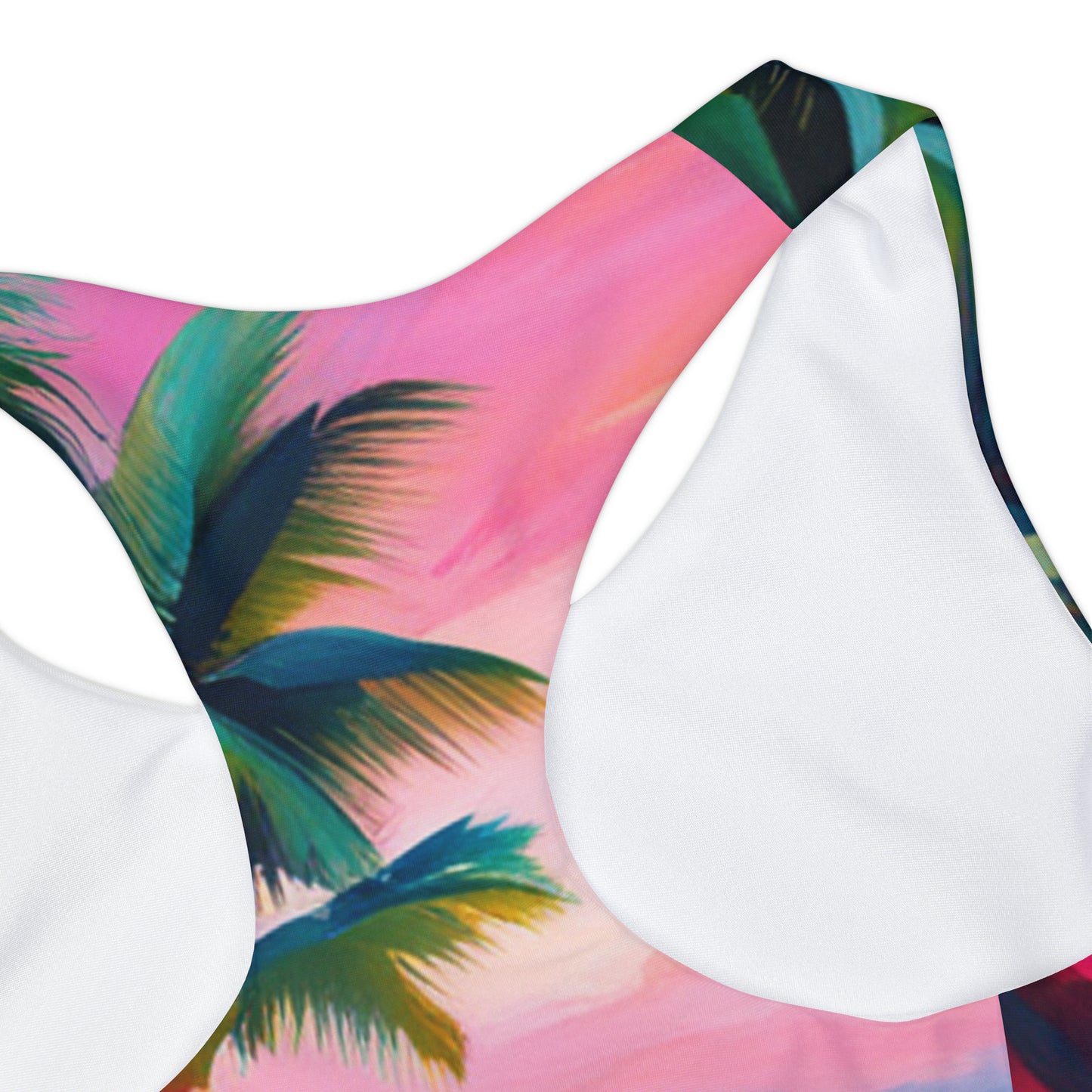 Palm Tree Pink Girls' Swimsuit/Sports Bra
