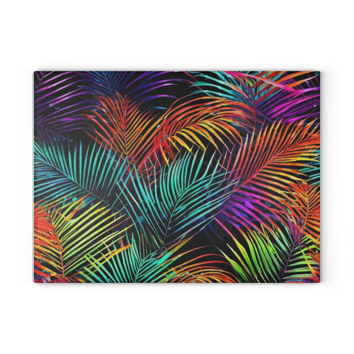 Palm Leaves Tropical Glass Cutting Board