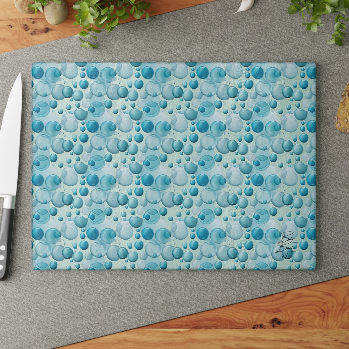 Bubbles Glass Cutting Board