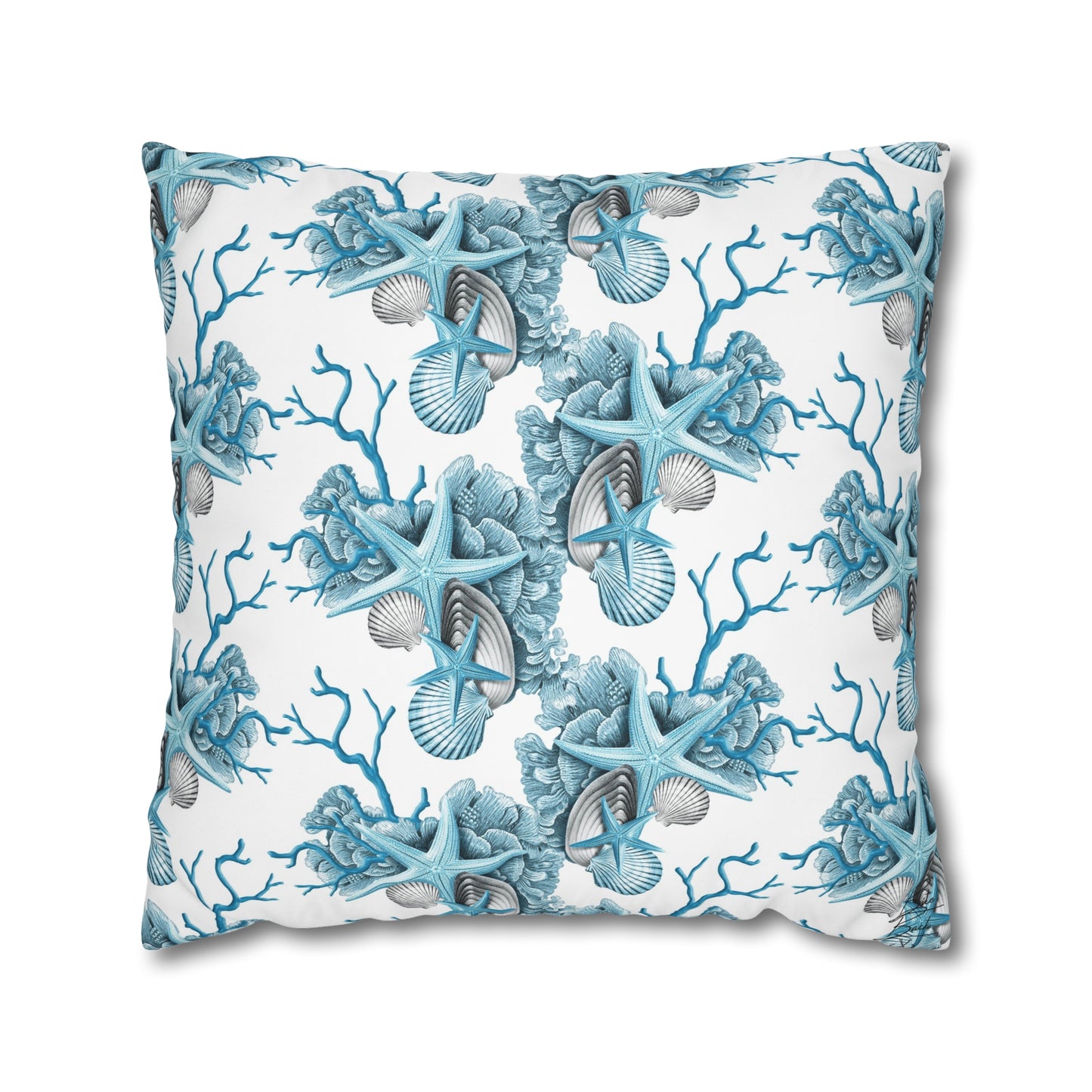 Blue Coral Canvas Pillowcase