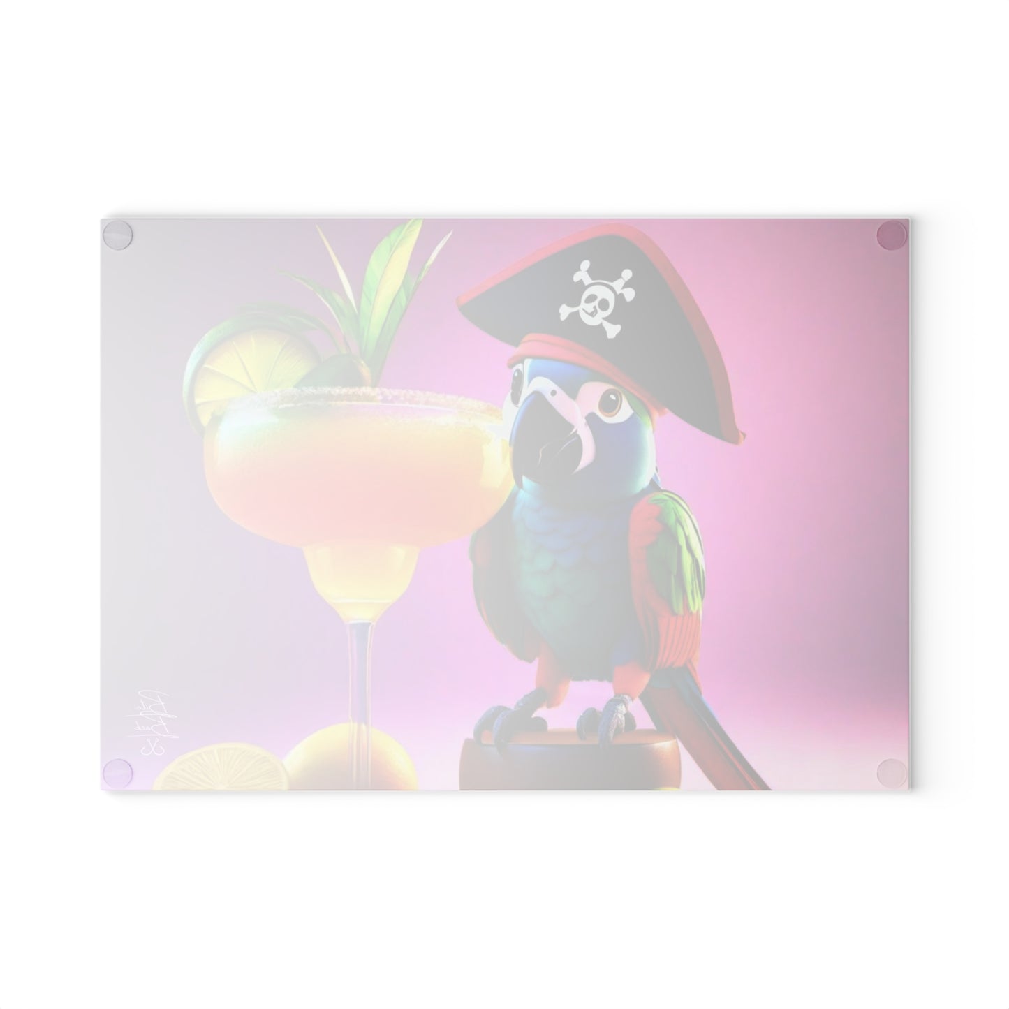 Pirate Parrot Glass Cutting Board