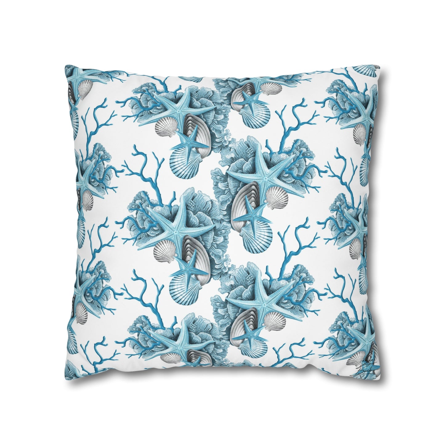 Blue Coral Canvas Pillowcase
