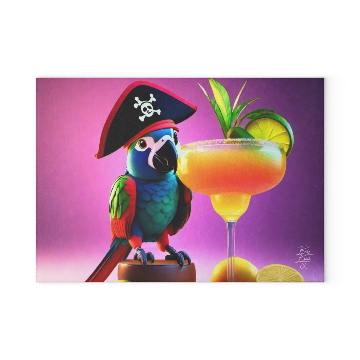 Pirate Parrot Glass Cutting Board