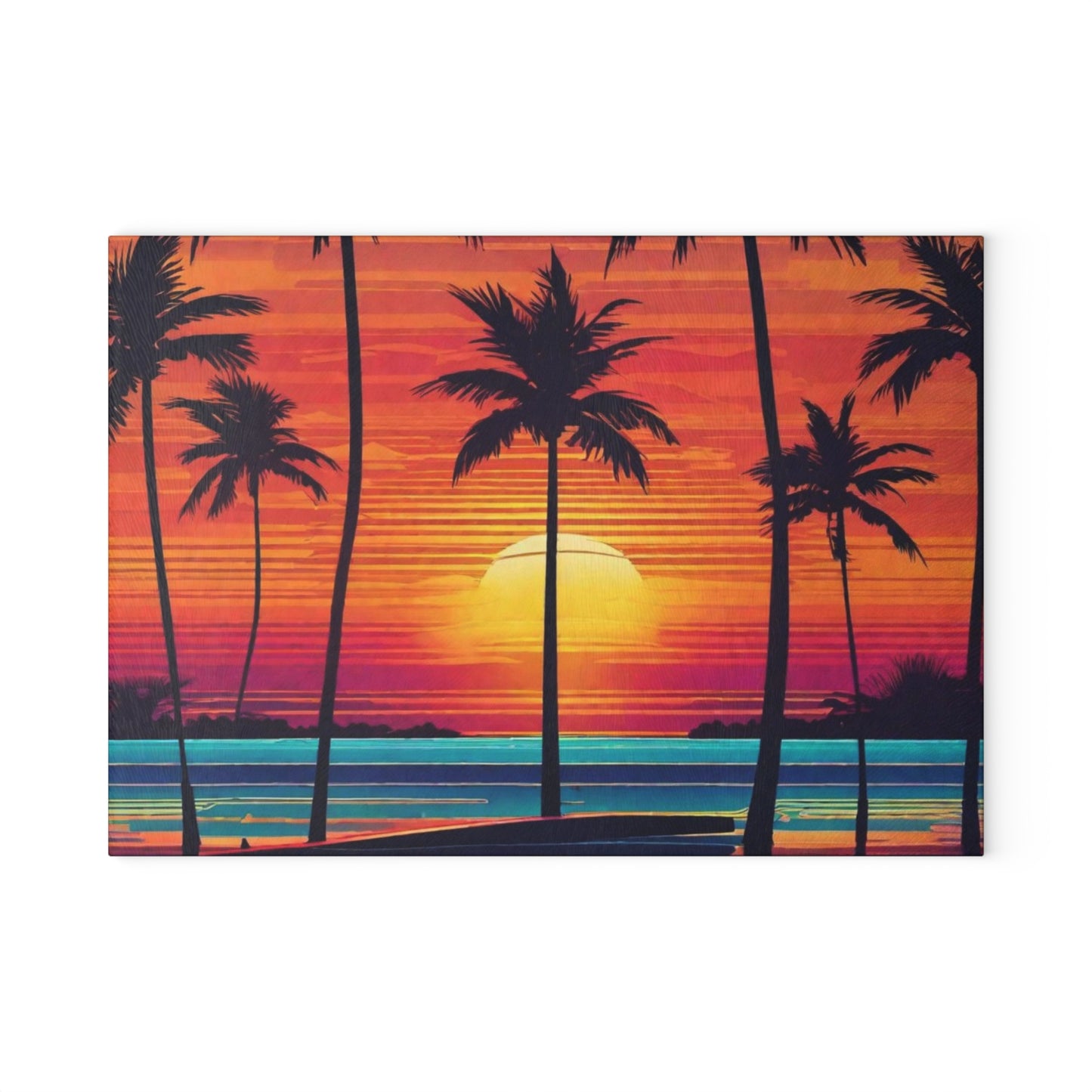Tropical Sunset Glass Cutting Board