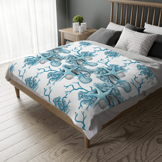 Blue Coral Velveteen Minky Blanket