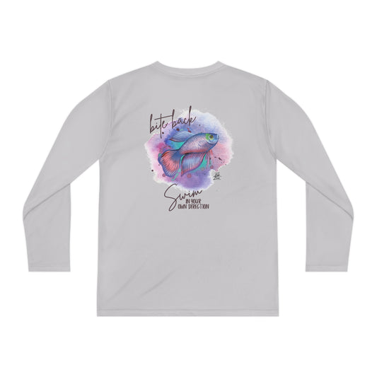 Swim in your own Direction Youth Long Sleeve Competitor Tee