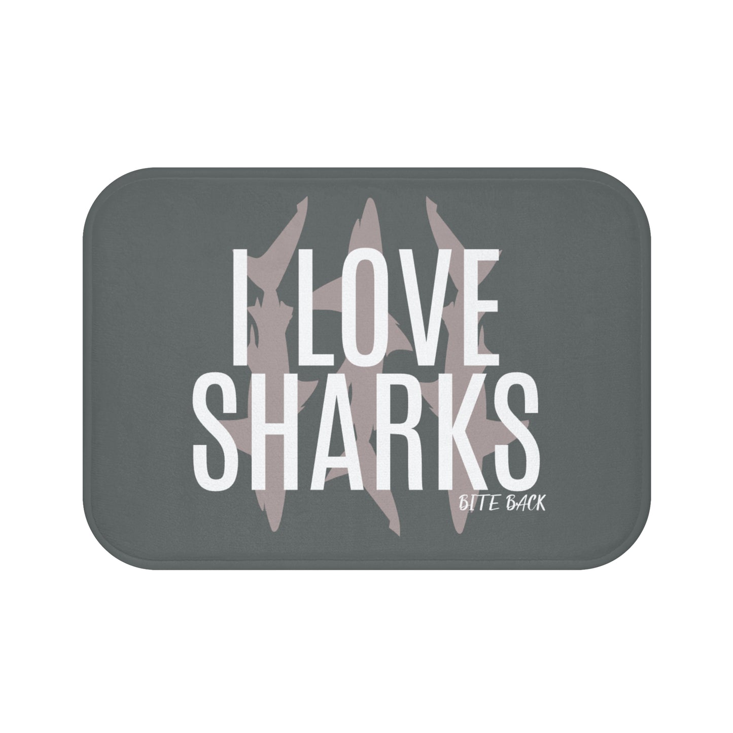 Shark Lover Bath Mat - I Love Sharks Design, Nautical Decor, Gift for Ocean Enthusiasts, Bathroom Accessory, Shark Week Decor