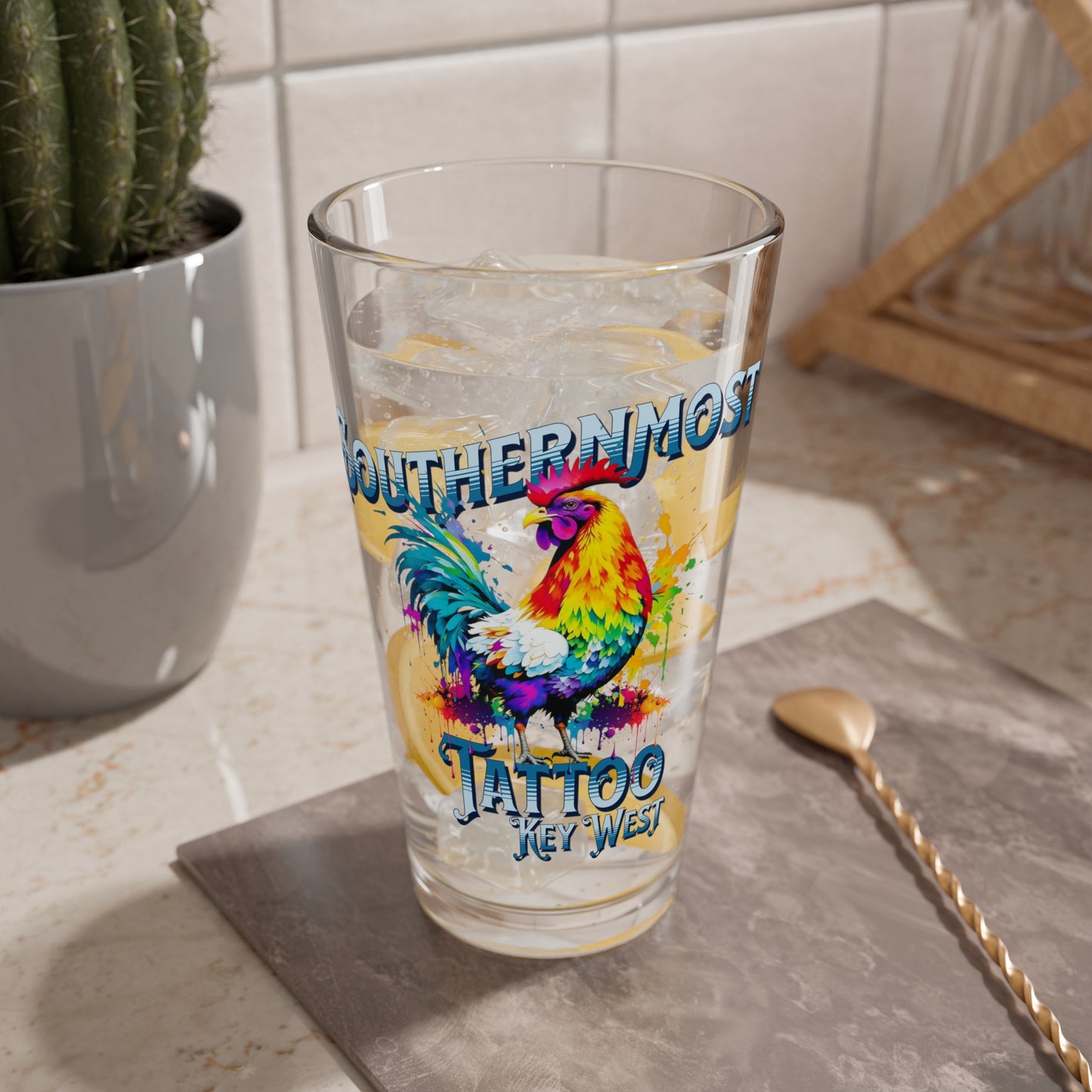 Southernmost Tattoo Souvenir Glass 16oz.