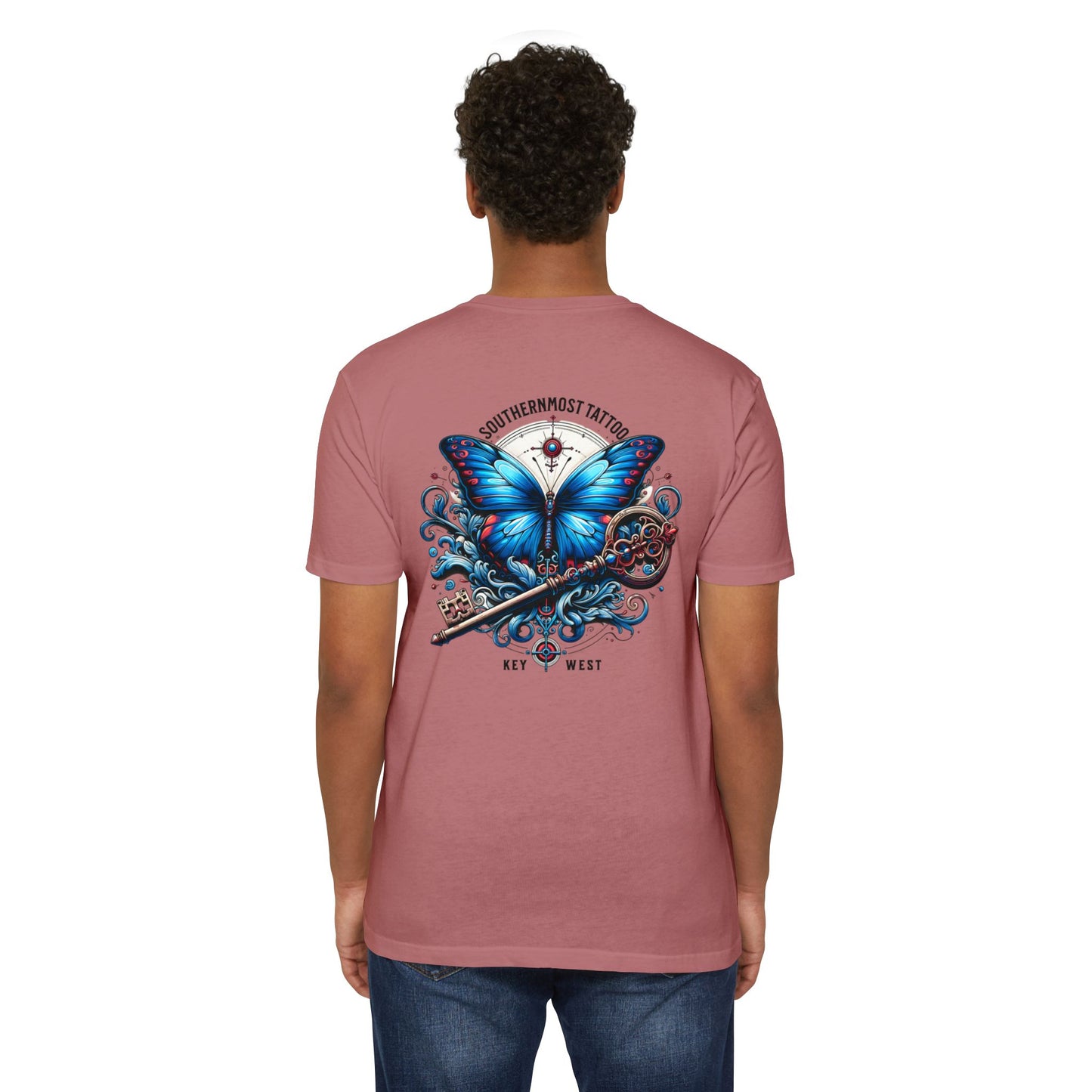 Key West Blue Butterfly T-shirt — Southernmost Tattoo Shop Souvenir