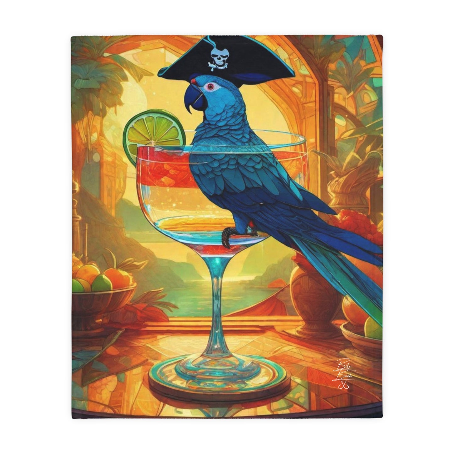 Parrot on the Bar Velveteen Minky Blanket (Two-sided print)