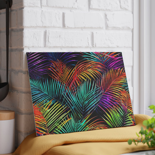 Palm Leaves Tropical Glass Cutting Board