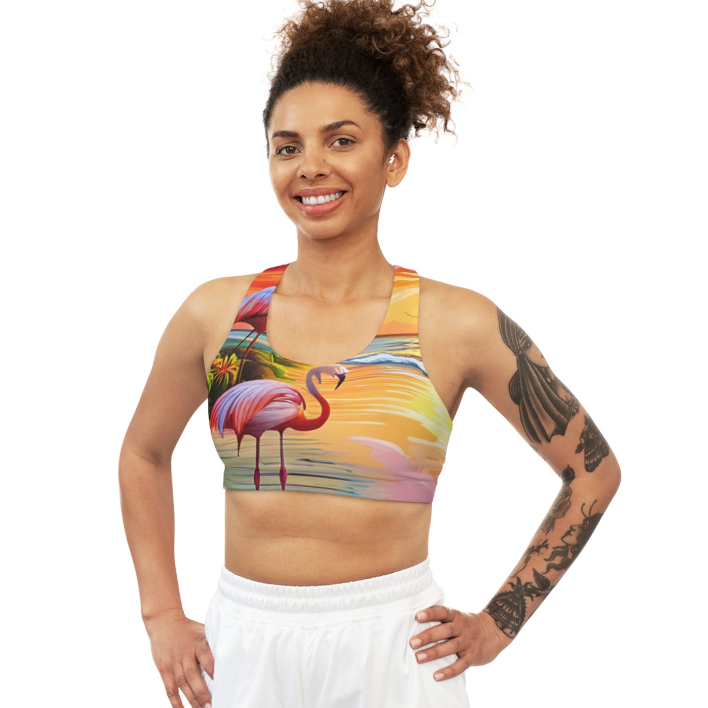 Flamingos at Dawn Seamless Sports Bra