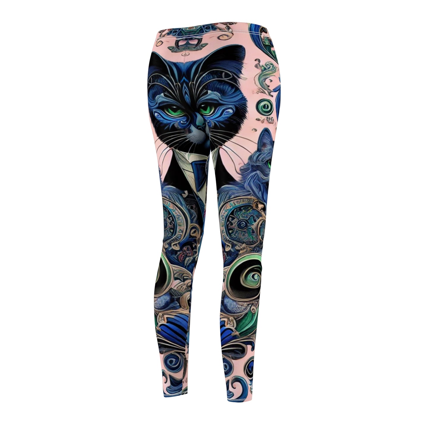 Artistic Key West Cat Print Casual Leggings for Women