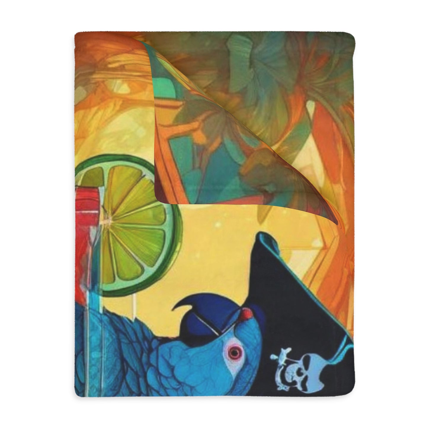Parrot on the Bar Velveteen Minky Blanket (Two-sided print)