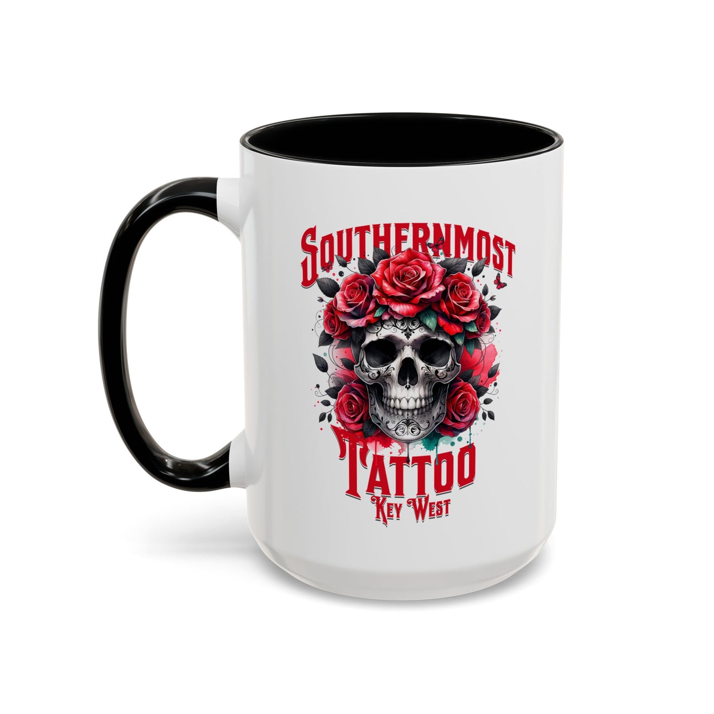 Skull and Roses Coffee Mug | Southernmost Tattoo | Perfect Gift for Tattoo Lovers