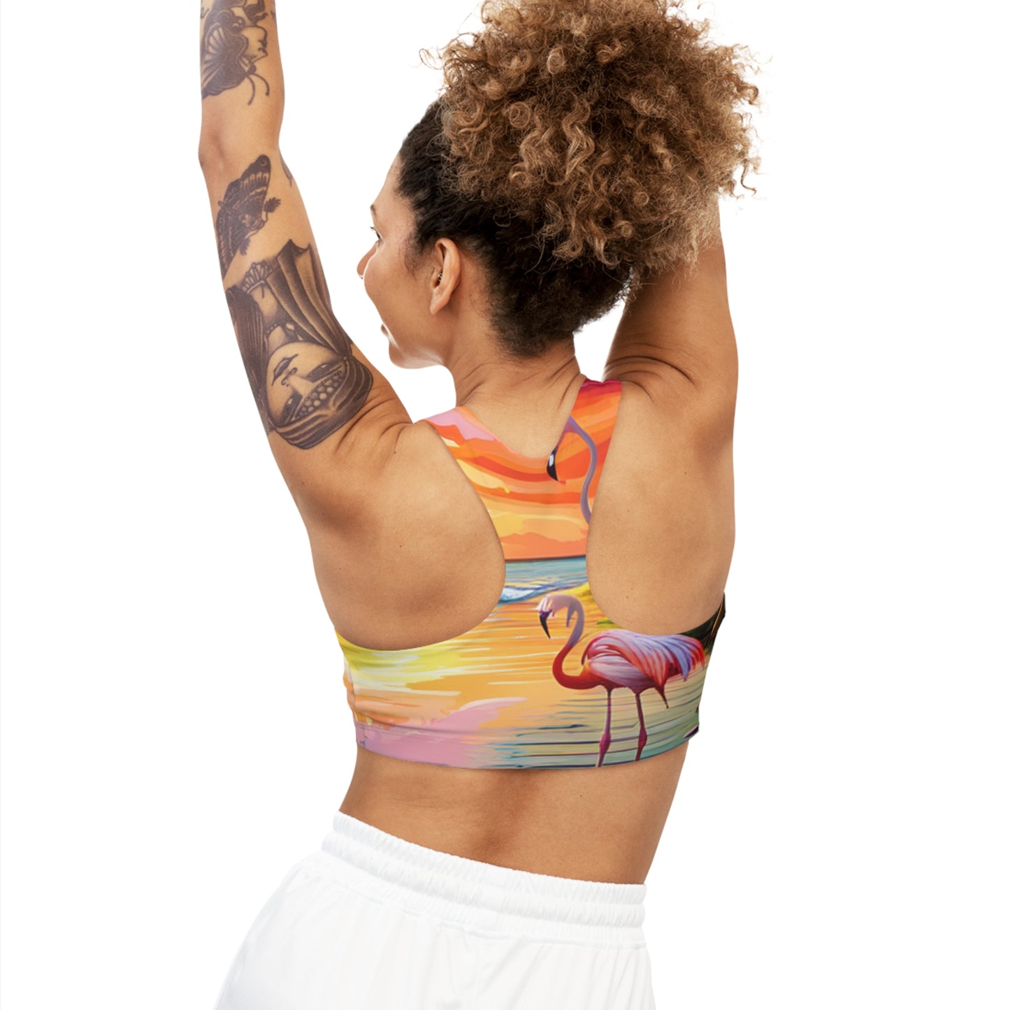Flamingos at Dawn Seamless Sports Bra