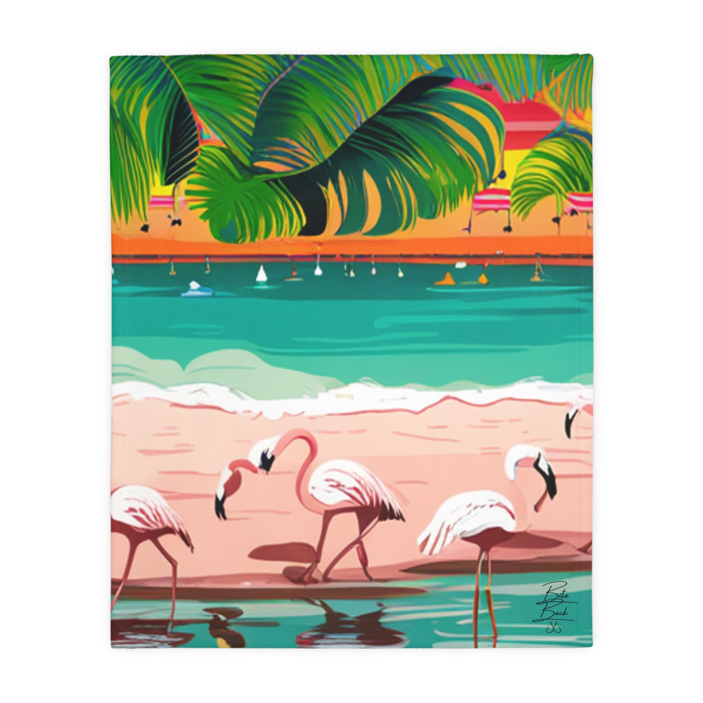 Flamingos Velveteen Minky Blanket (Two-sided print)