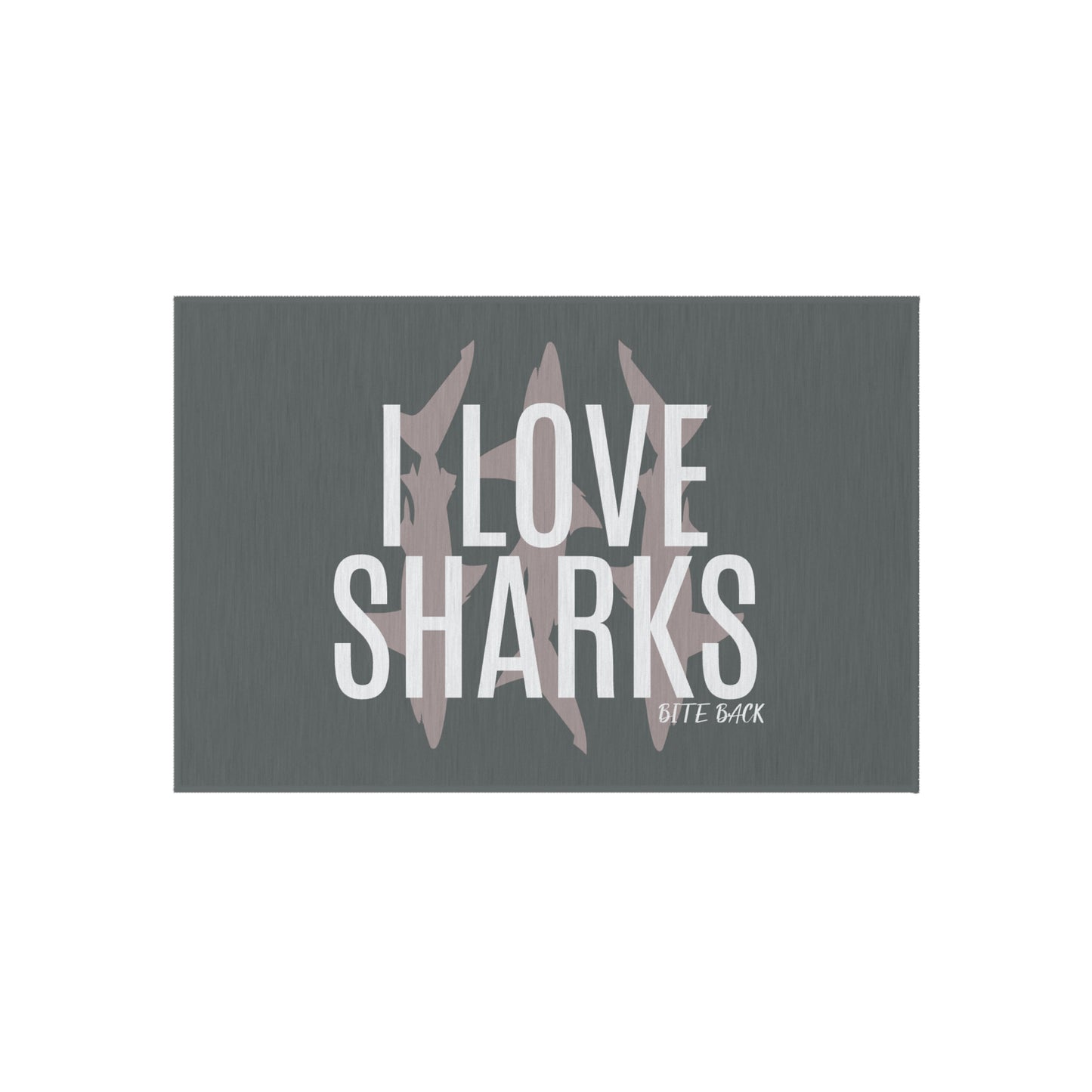 I Love Sharks Outdoor Rug, Nautical Decor, Beach, Patio Area Rug, Shark Lover Gift, Indoor Outdoor Welcome Mat