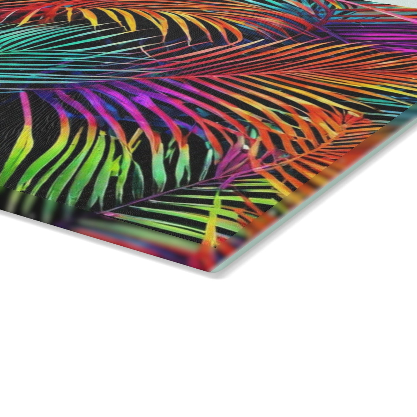 Palm Leaves Tropical Glass Cutting Board