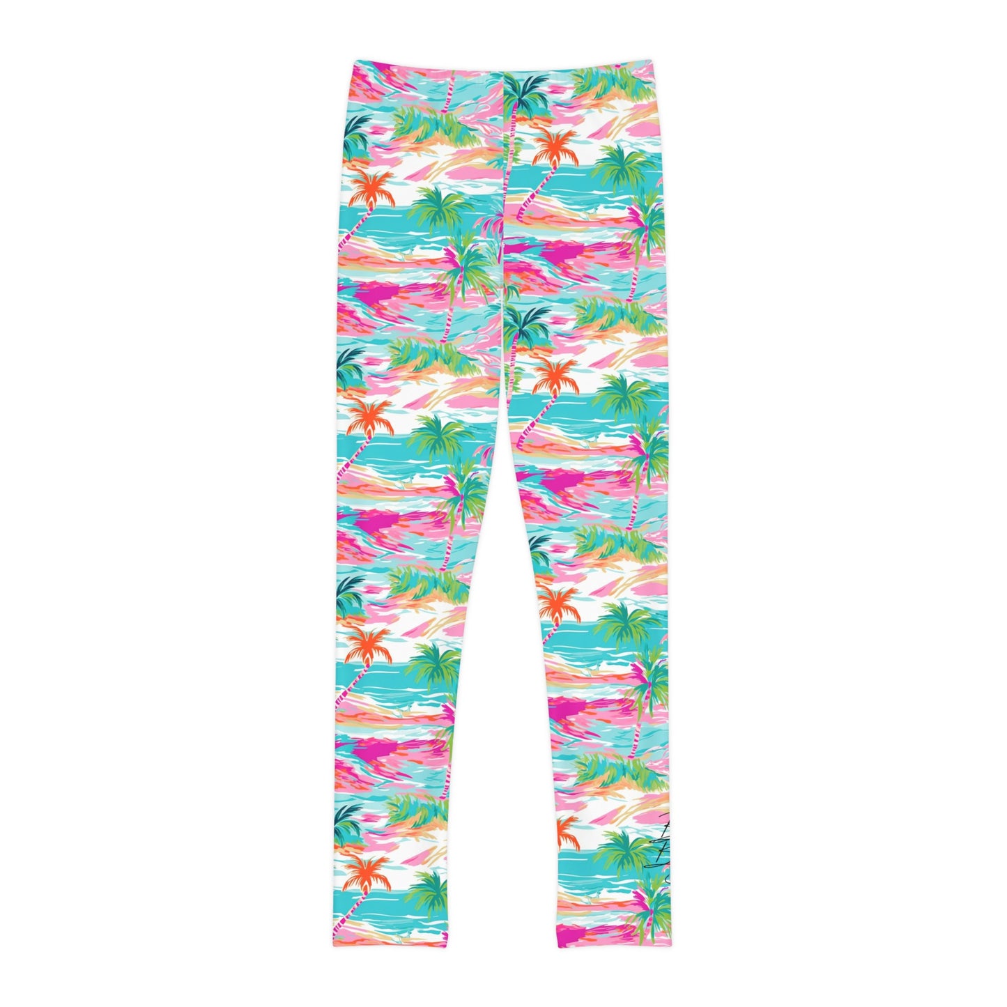 Pink Paradise Palm Leggings -Youth Full-Length Leggings