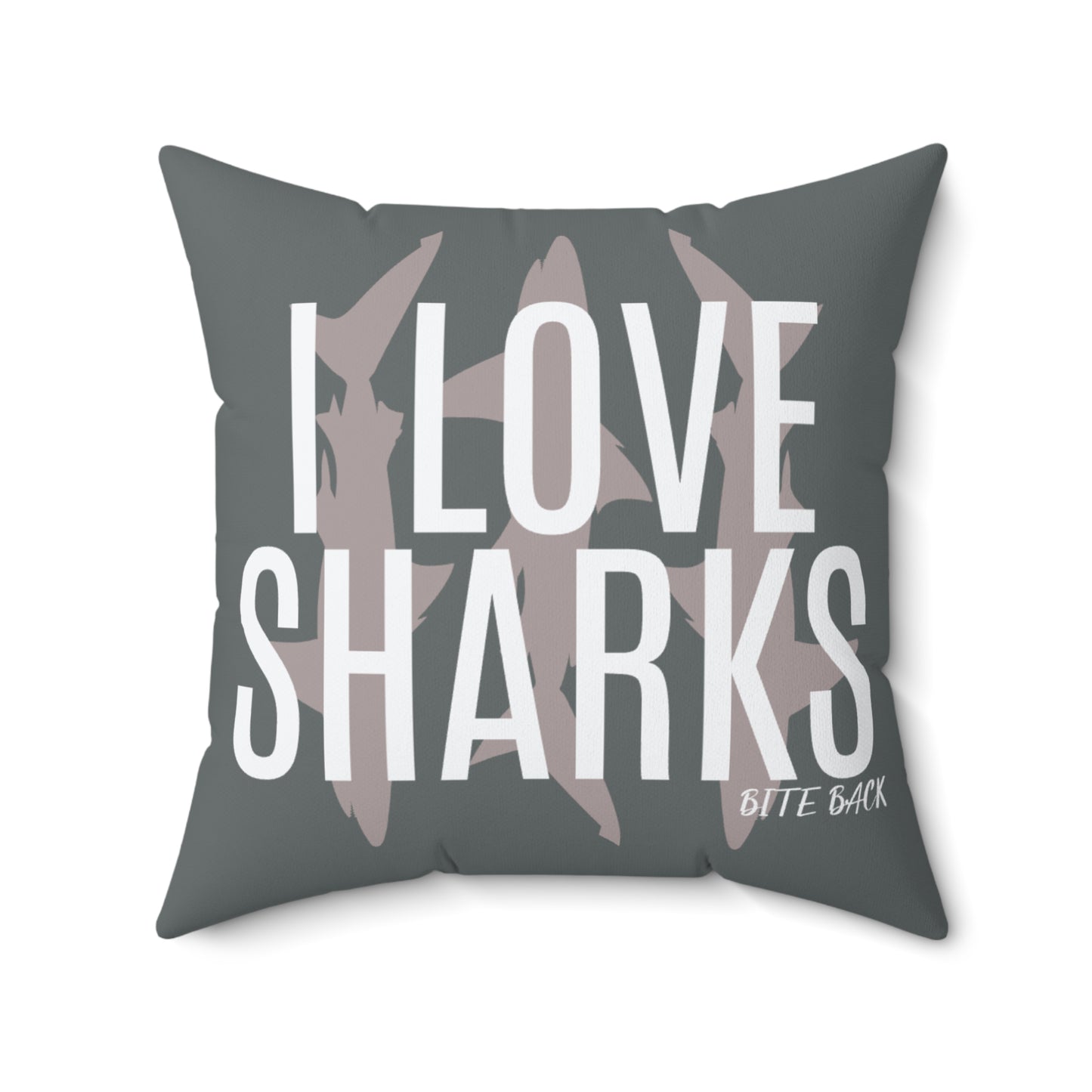 I Love Sharks Square Pillow