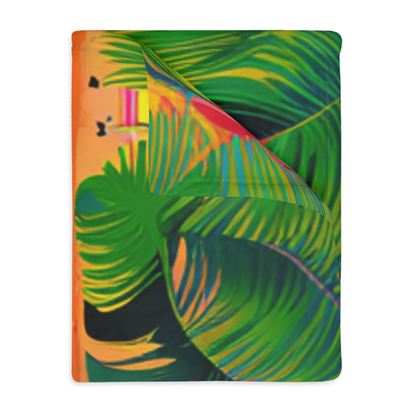 Flamingos Velveteen Minky Blanket (Two-sided print)