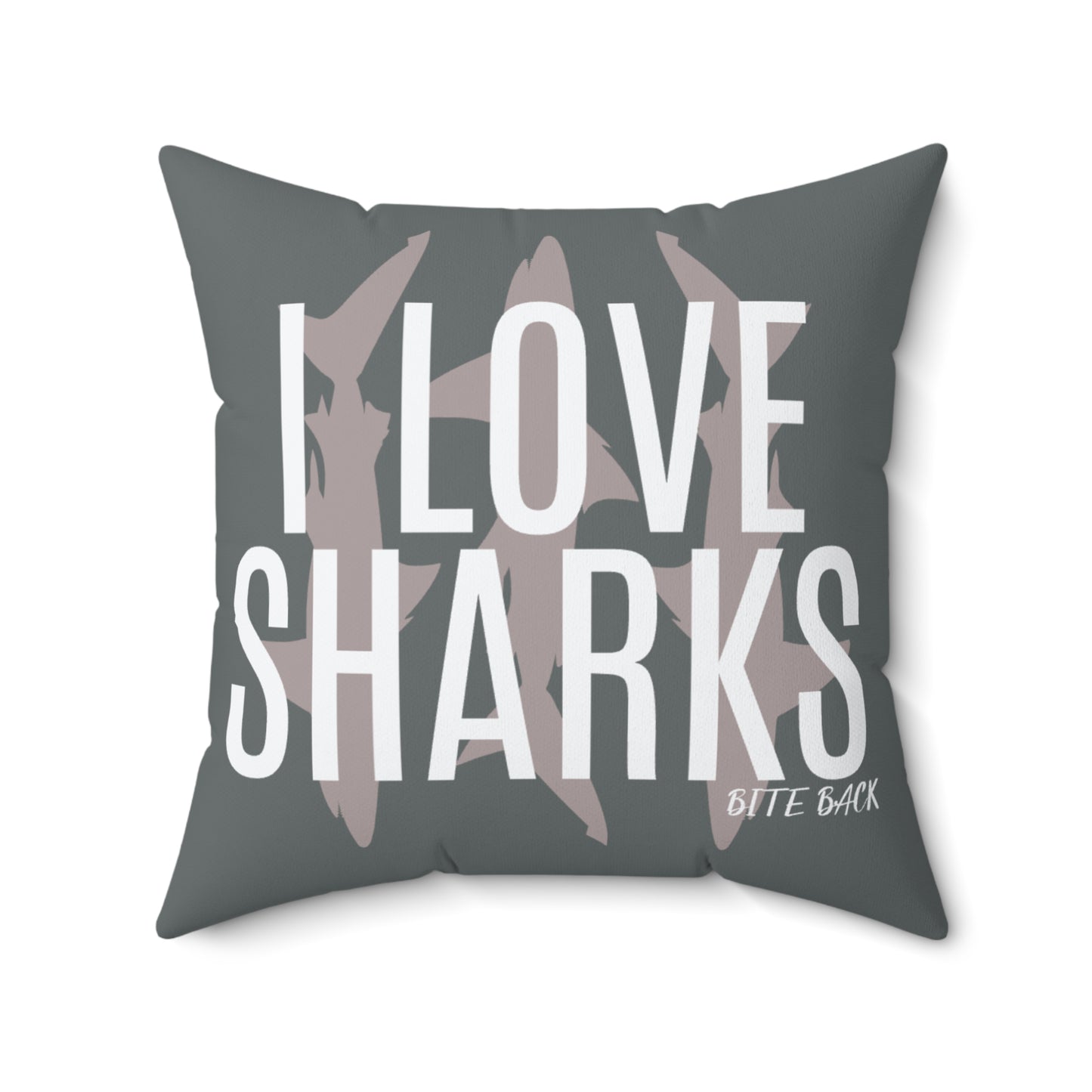 I Love Sharks Square Pillow