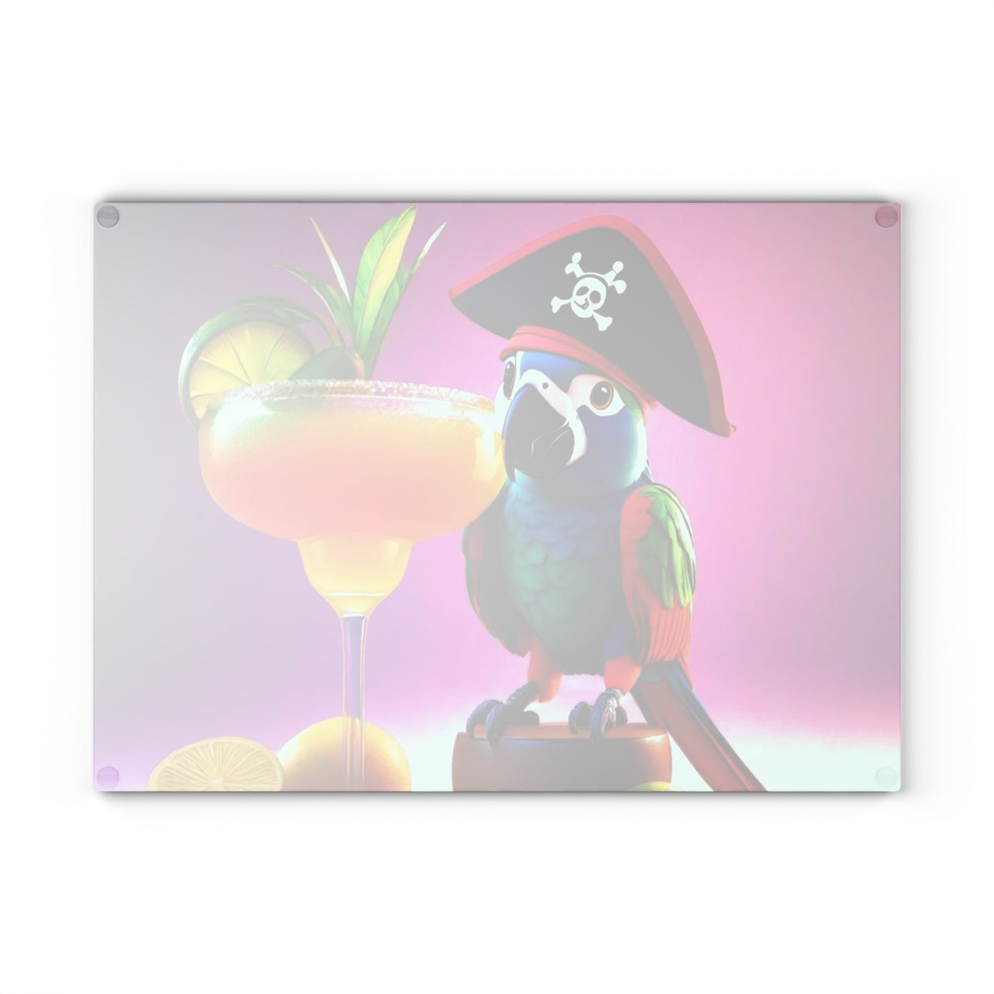 Pirate Parrot Glass Cutting Board