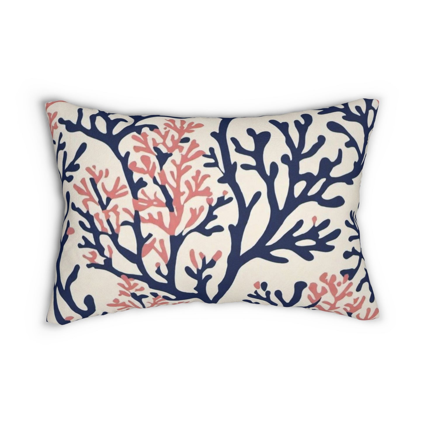 Navy & Pink Spun Polyester Lumbar Pillow