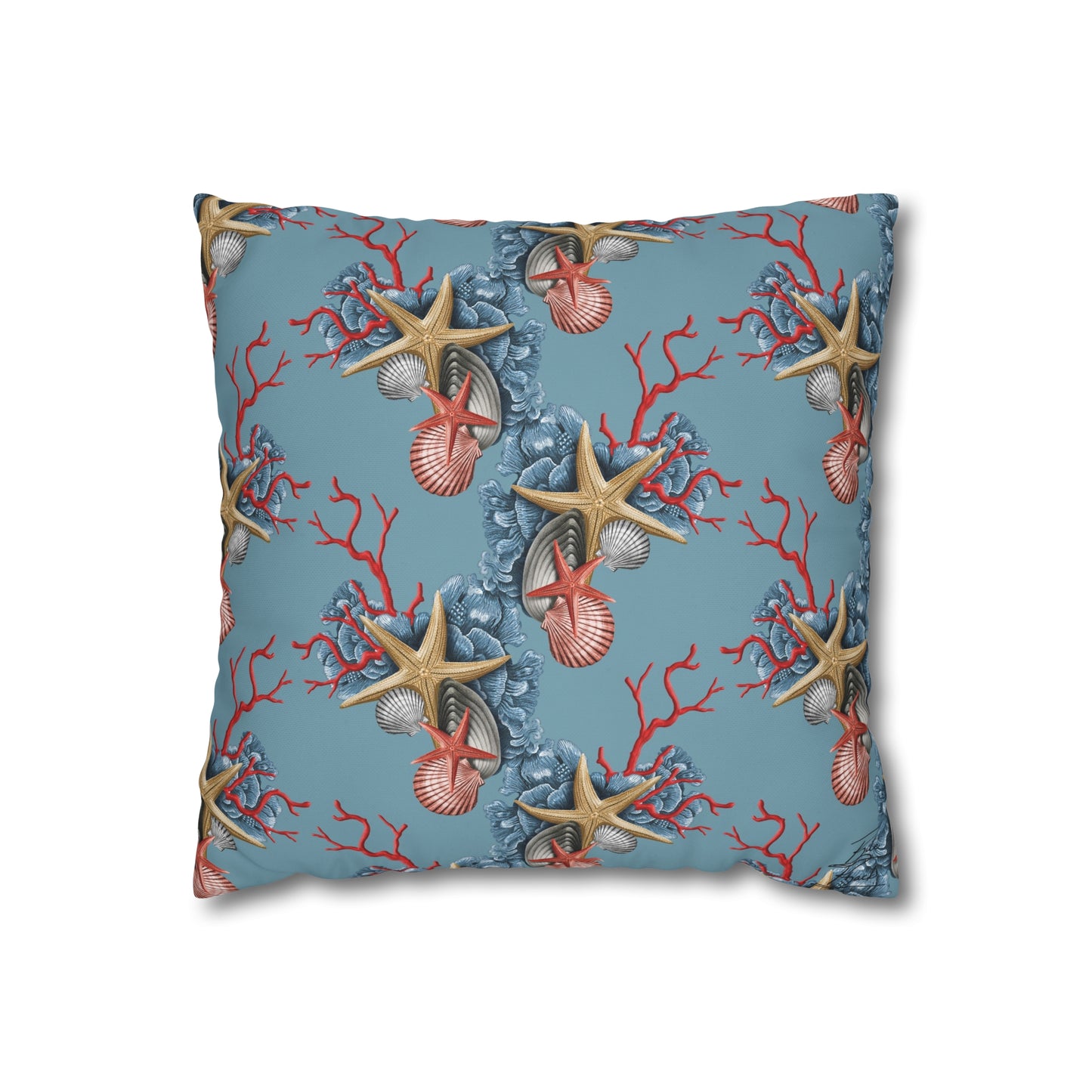 Coral, Starfish and Shells Canvas Pillowcase