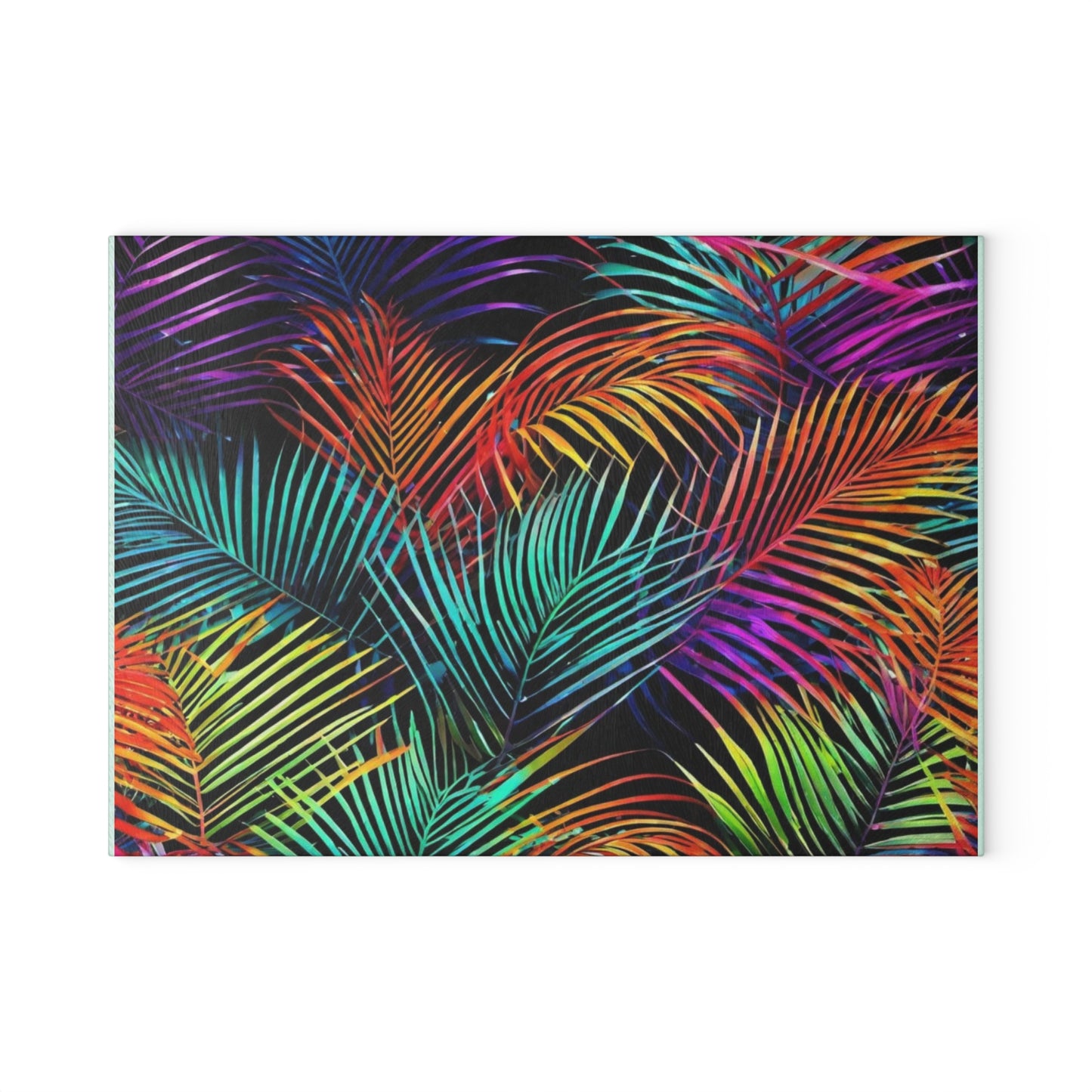 Palm Leaves Tropical Glass Cutting Board