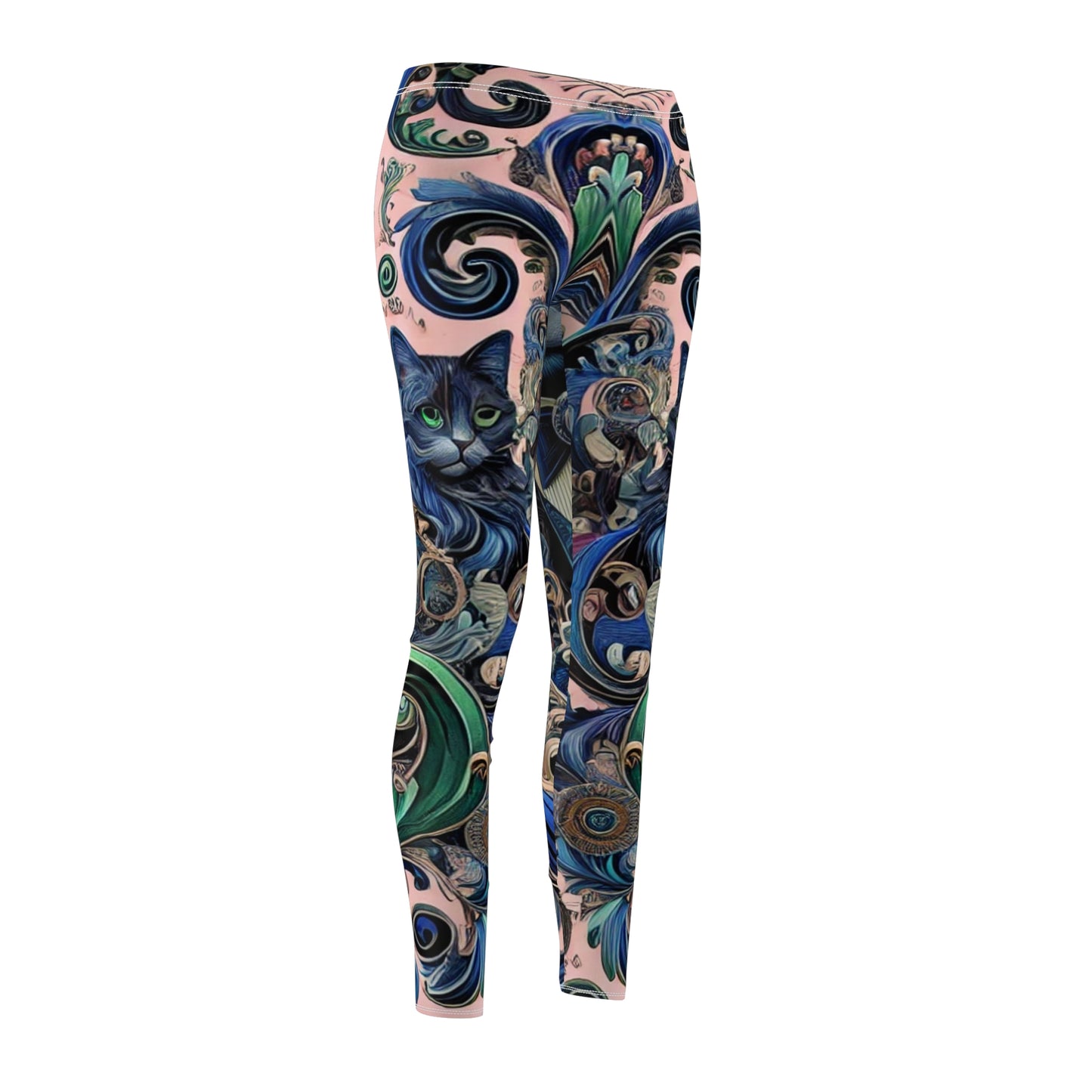 Artistic Key West Cat Print Casual Leggings for Women
