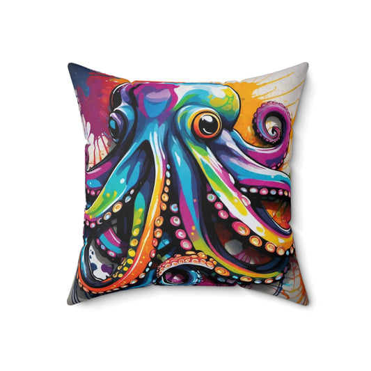 Octopus Graffiti Square Pillow