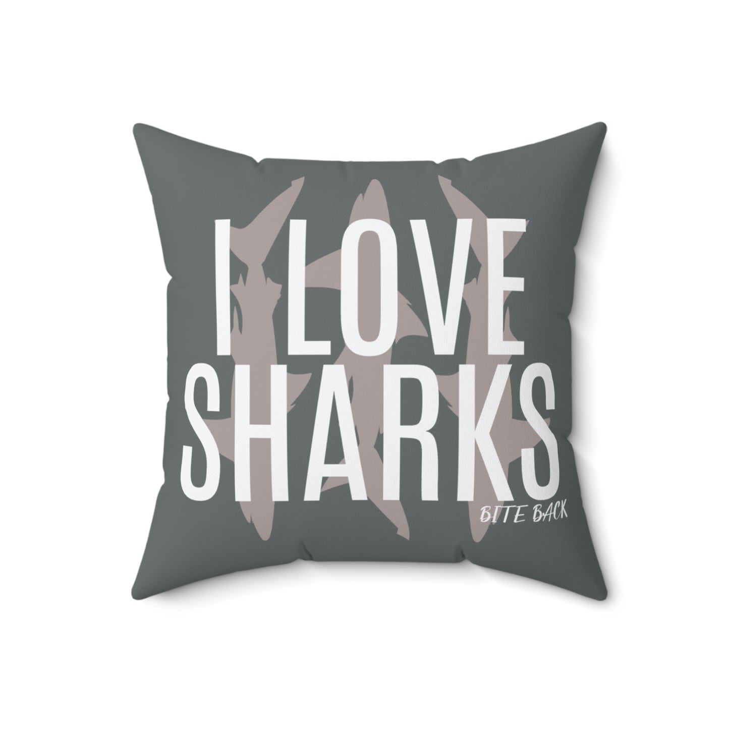 I Love Sharks Square Pillow