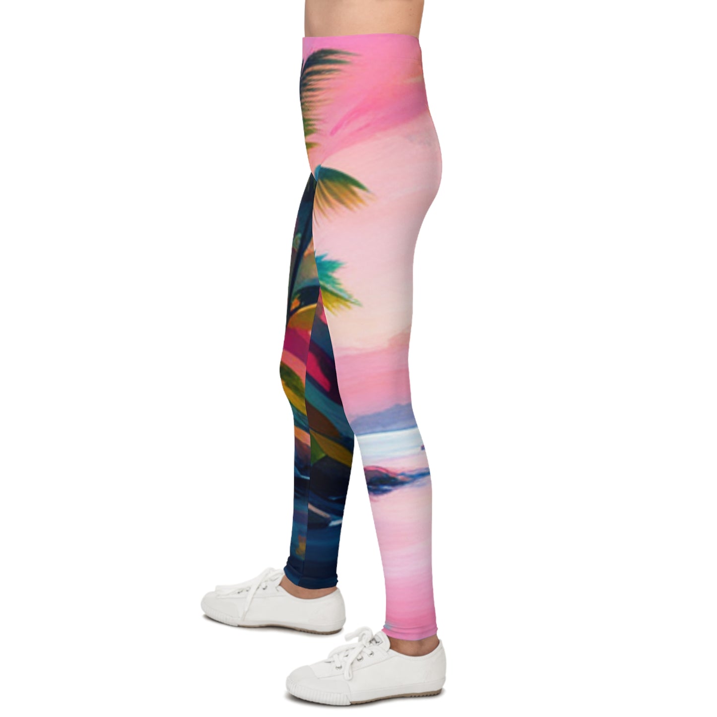 Palm Tree Pink Youth Leggings
