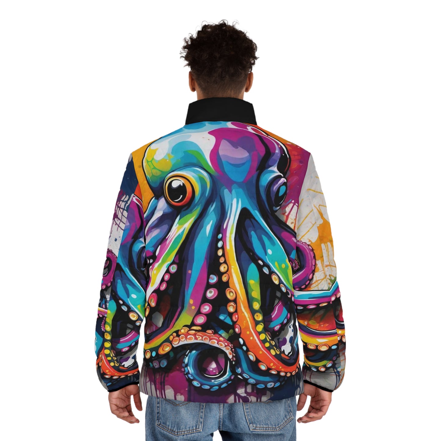Octopus Graffiti Men's Puffer Jacket