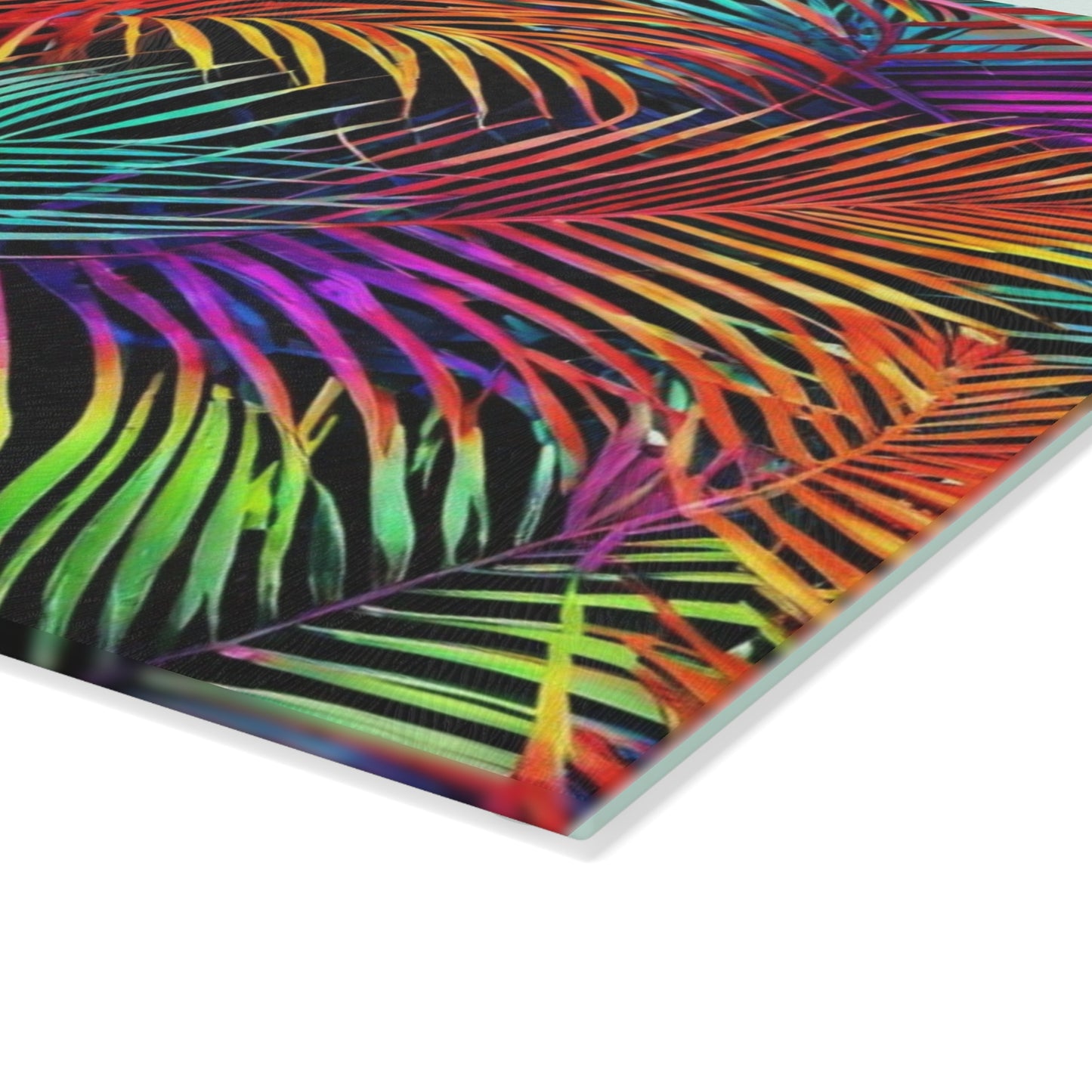 Palm Leaves Tropical Glass Cutting Board